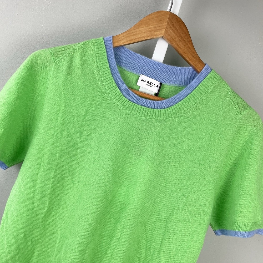 Marella Sport Orlanda‎ Knit Sweater Womens XL Wool Cashmere Green Blue NWT